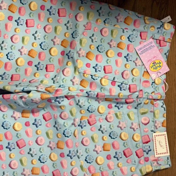 NWT!! Lisa Says Gah Pastel Candy-Print Pants in Light Blue, Pink, Yellow - Picture 7 of 7